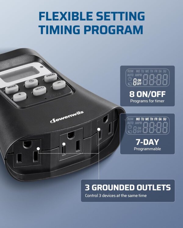 Light Timer – Outdoor 7-Day Digital Timer with Dual Outlets for Landscape & Holiday Lighting - Image 3