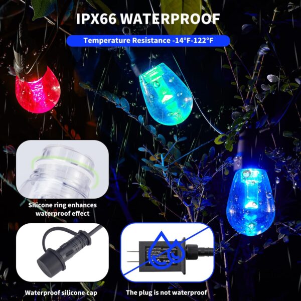 Color Changing Lights – 50 ft RGB LED Outdoor String Light Set with Remote & 16 Colors - Image 2