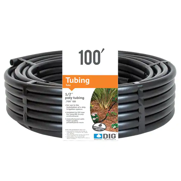 Irrigation Tubing – 1/2" x 100 ft Poly Drip Line Tubing for Garden & Landscape Irrigation Systems