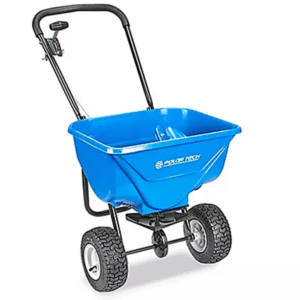 Salt Spreader – 50 lb Push Broadcast Spreader with Adjustable Flow Control and Weatherproof Hopper