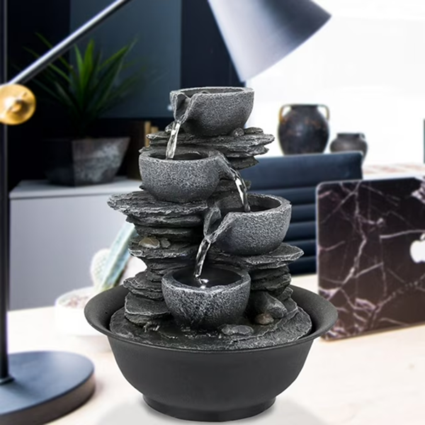 Tabletop Fountain – 11" Indoor/Outdoor Water Feature with LED Light & Quiet Pump