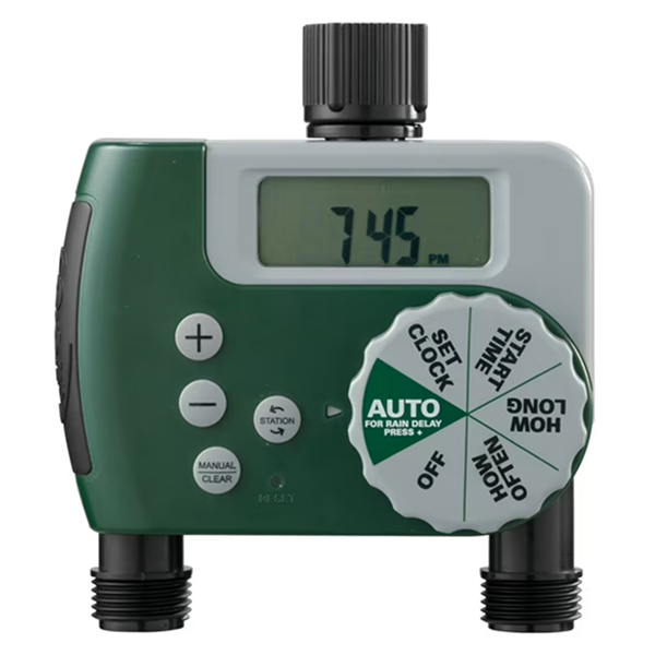 Irrigation Timer – Dual-Outlet Digital Hose Timer with LCD Display & Auto Watering Programs